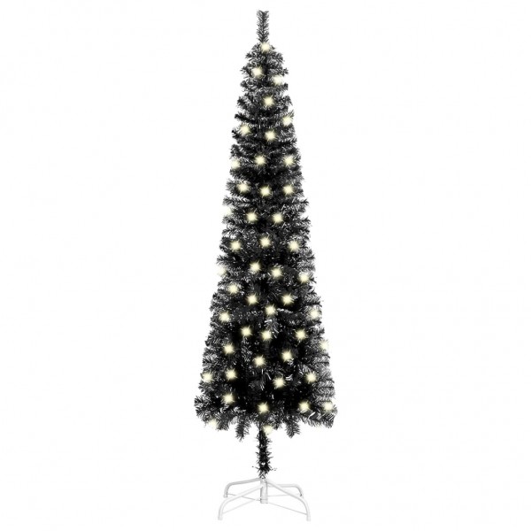 Árbol de Navidad estrecho con LED 150 cm negro D
