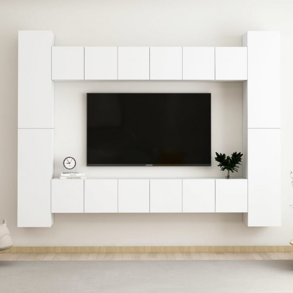 Conjunto de móveis para TV de 10 peças branco aglomerado D