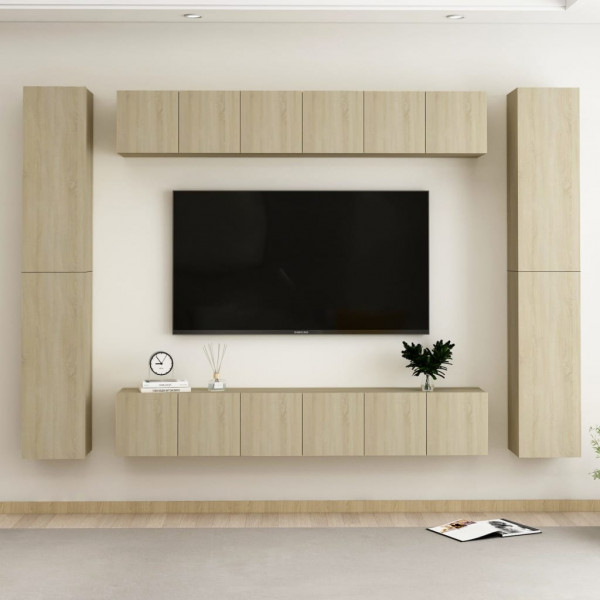 Mobiliário de parede de TV 10 pz aglomerado cor de carvalho Sonoma D