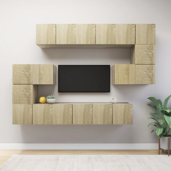 Muebles de pared de TV 10 pzas aglomerado color roble Sonoma D