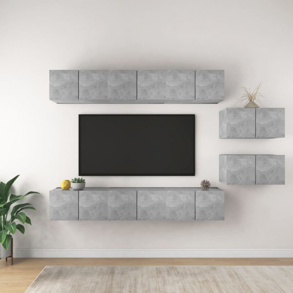 Mobiliário de TV 8 peças de aglomerado cinza concreto D