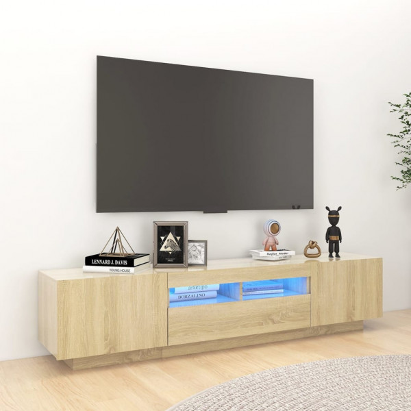 Armario TV con luces LED color roble Sonoma 180x35x40 cm D