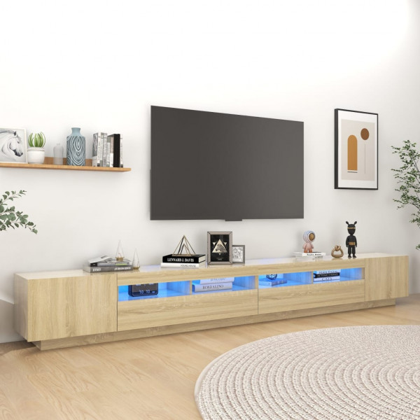 Armario TV con luces LED color roble Sonoma 300x35x40 cm D
