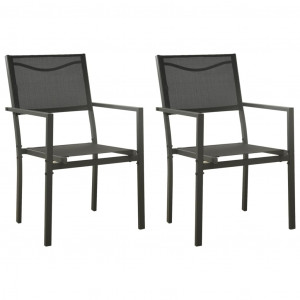 Cadeiras de jardim 2 unidades de aço e tecido preto e anthracite D