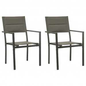 Cadeiras de jardim 2 unidades de aço e têxteis cinza e anthracite D