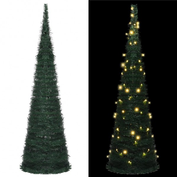 Árbol de Navidad emergente preiluminado con luces verde 150 cm D