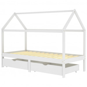 Estructura de cama infantil cajones madera pino blanco 90x200cm H