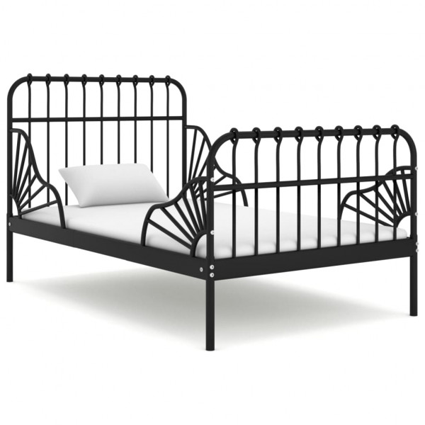 Estrutura de cama extensível de metal preto 80x130/200 cm D