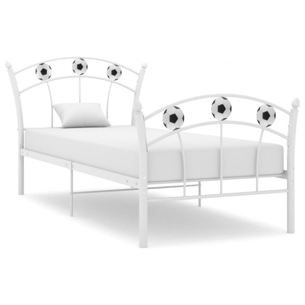 Estructura de cama con diseño de fútbol metal blanco 90x200 cm D