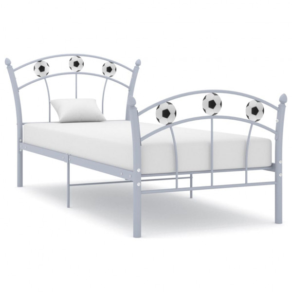 Estructura de cama con diseño de fútbol metal gris 90x200 cm D