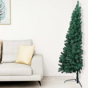 Medio árbol de Navidad artificial con soporte PVC verde 240 cm D