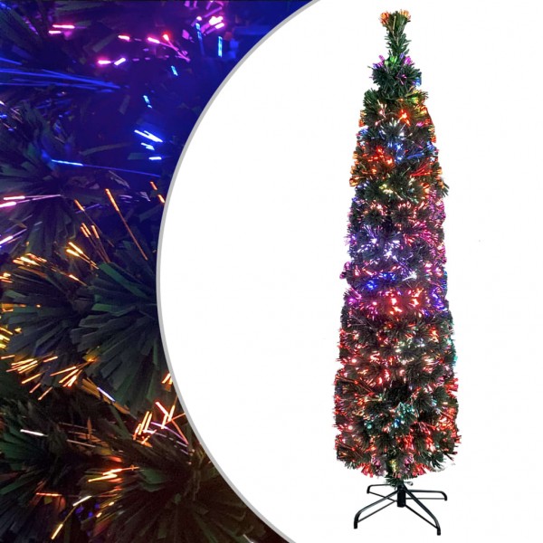 Árvore de Natal artificial estreita com suporte de fibra óptica 64 cm D