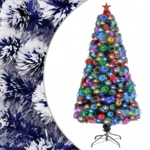 Árbol de Navidad con luces fibra óptica blanco y azul 64 cm D