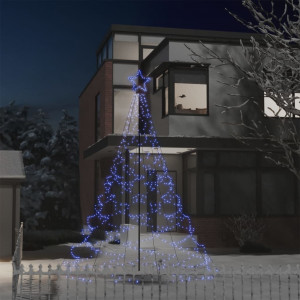 Árbol de Navidad con poste de metal 500 LEDs azul 3 m D