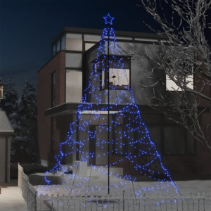 Árbol de Navidad con poste de metal 1400 LEDs azul 5 m D