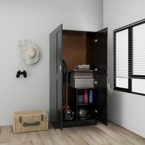 Armario madera contrachapada negro brillante 82.5x51.5x180 cm Armario madera contrachapada negro brillante 82.5x51.5x180 cm D