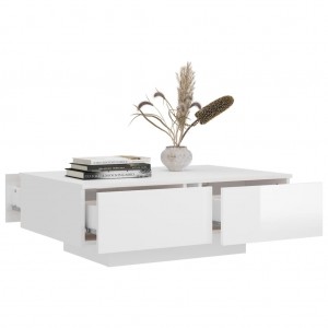 Mesa de centro de aglomerado blanco brillante 90x60x31 cm D