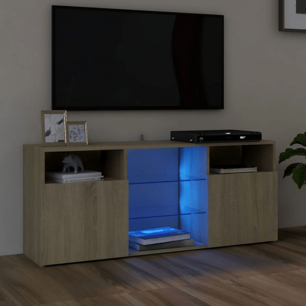 Armario TV con luces LED roble Sonoma 120x30x50 cm D