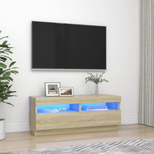 Mobiliário de TV com luzes LED de carvalho Sonoma 100x35x40 cm D