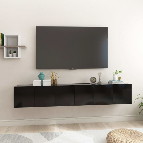 Mobiliário pendente de TV 3 unidades preto 60x30x30 cm D