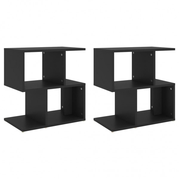 2 mesas de noite de madeira preto 50x30x51.5cm D