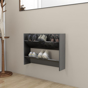 Zapatero de pared madera contrachapada gris brillo 80x18x60 cm D