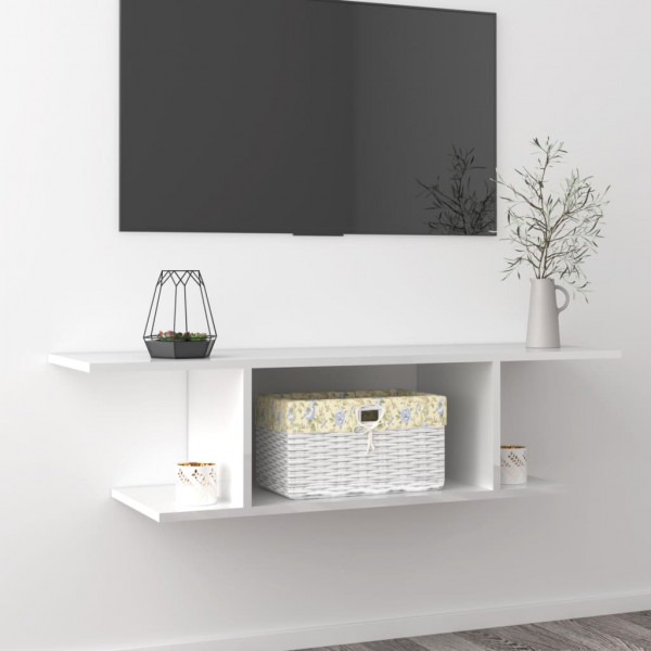Mueble de pared para TV blanco brillante 103x30x26.5 cm D