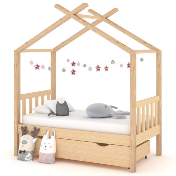 Estrutura de cama infantil com caixote madeira de pinho 70x140 cm D