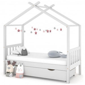 Estructura cama niños con cajón madera pino blanco 80x160 cm D