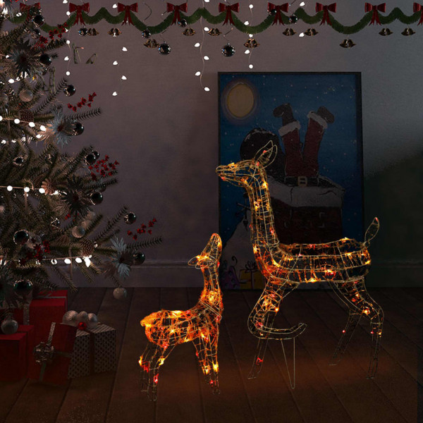 Familia de renos de Navidad acrílico 160 LEDs de colores D