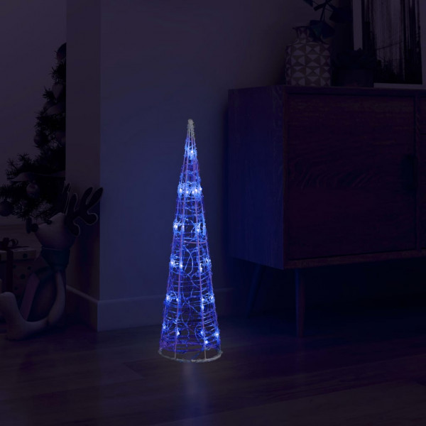 Pirámide decorativa cono acrílico luces LED azules 60 cm D