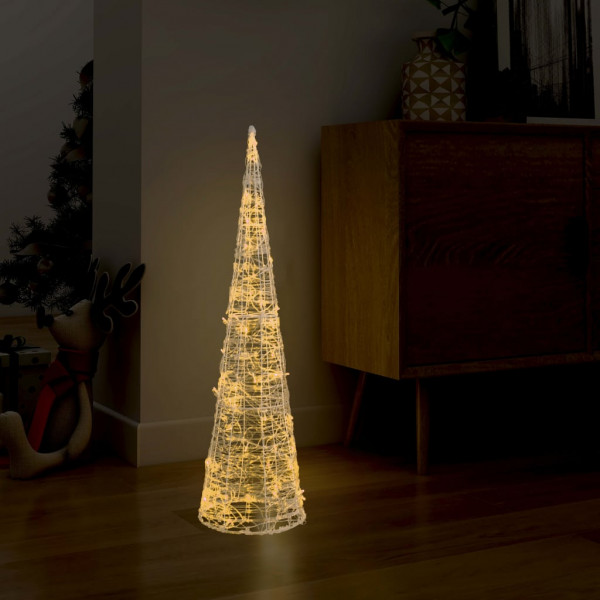 Cono luz LED pirámide decorativo acrílico blanco cálido 90 cm D