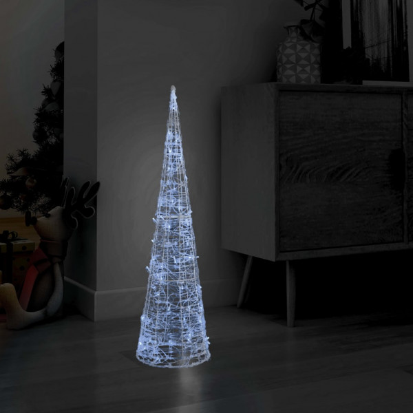 Pirâmide decorativa cone acrílico luzes LED branco frio 90 cm D