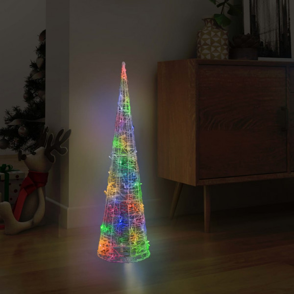Pirâmide decorativa cone acrílico luzes LED coloridas 90 cm D