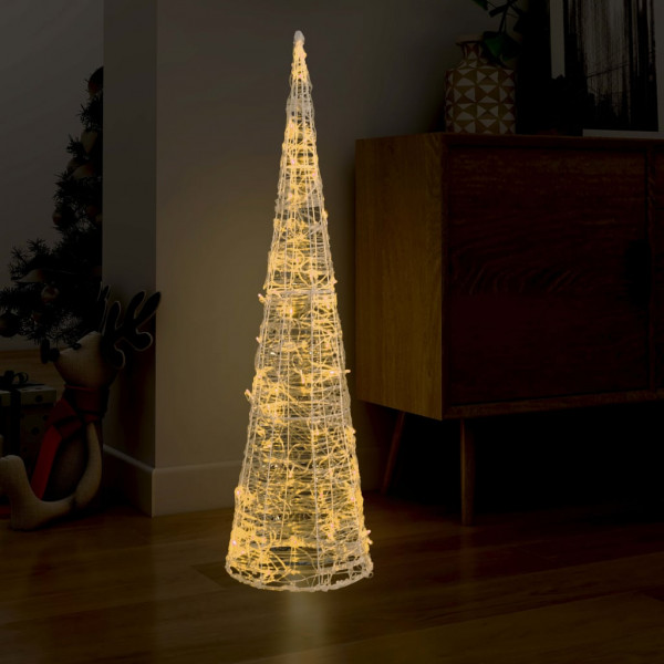 Pirâmide decorativa cone acrílico luzes LED branco quente 120cm D