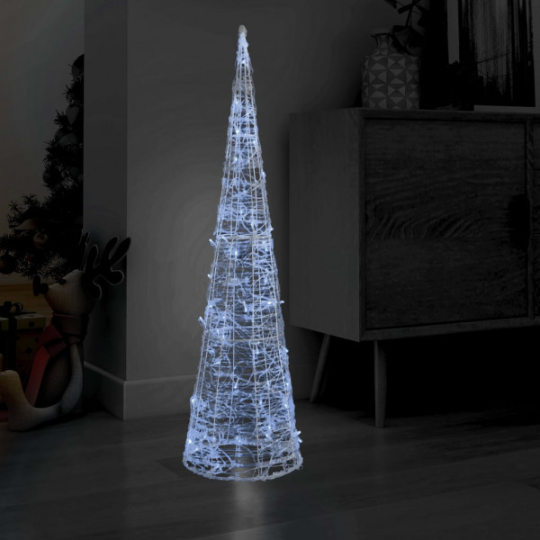 Pirâmide decorativa cone acrílico luzes LED branco frio 120 cm D