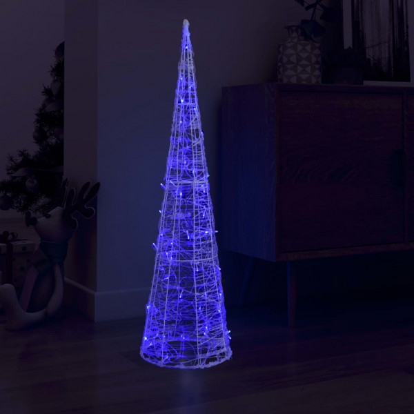 Cono de luz LED de pirámide decorativo acrílico azul 120 cm D