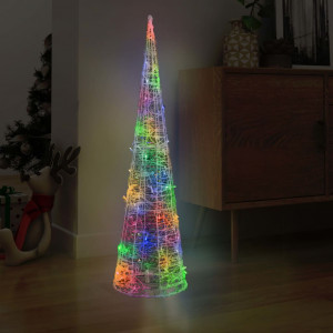 Pirâmide decorativa cone acrílico luzes LED coloridas 120 cm D