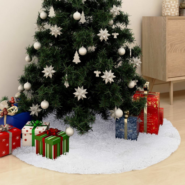 Falda del árbol de Navidad blanca 90 cm cuero sintético D