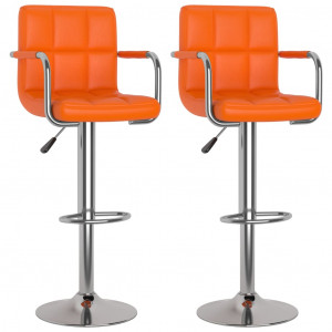 Taburetes de cocina 2 unidades cuero sintético naranja D