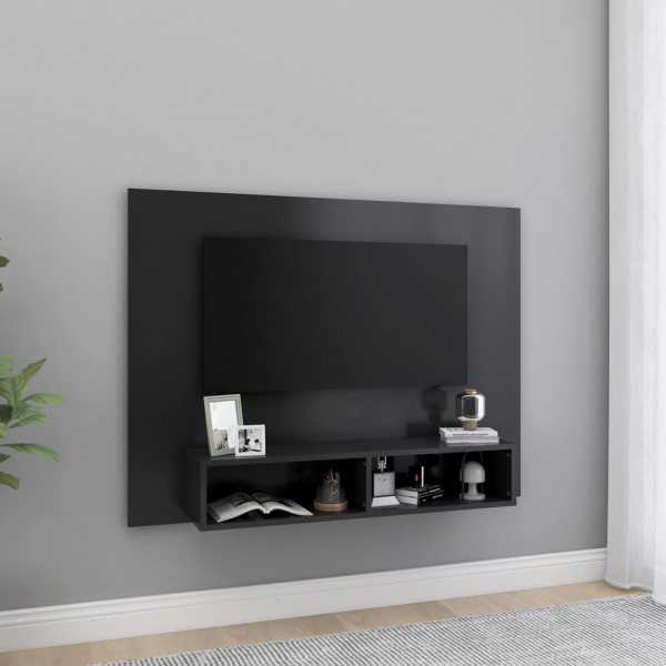 Mobiliário de TV de parede de madeira contraplacada cinza 120x23,5x90 cm D