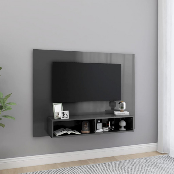 Mueble TV de pared contrachapado gris brillante 120x23.5x90 cm D