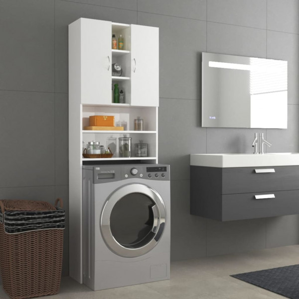 Armário de máquina de lavar roupa branco brilhante 64x25.5x190 cm D