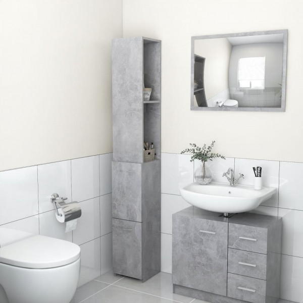 Armário banheiro madeira revestida de concreto cinza 25x26.5x170 cm D