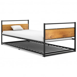 Estructura de cama extraíble metal negro 90x200 cm D