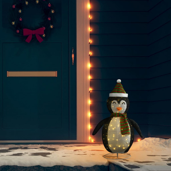 Figura decorativa de pingüino navideña LED tela lujosa 60 cm D