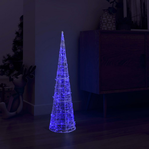 Cono de luz LED de pirámide decorativo acrílico azul 90 cm D