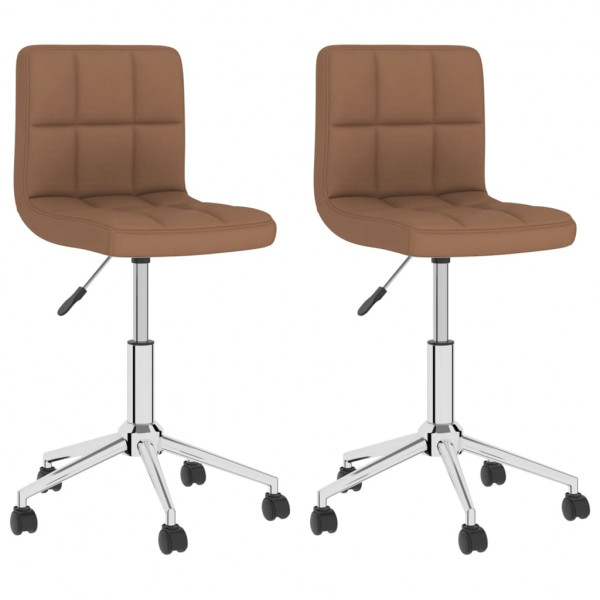 Sillas de comedor giratorias 2 unidades tela marrón Sillas de comedor giratorias 2 unidades tela marrón D