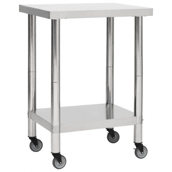 Mesa de trabajo para cocina con ruedas acero inox 60x30x85 cm D