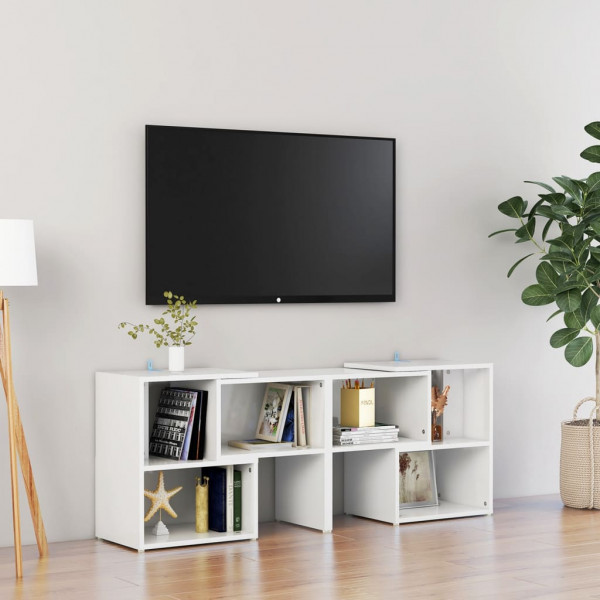 Mueble de TV madera contrachapada blanco brillante 104x30x52 cm D